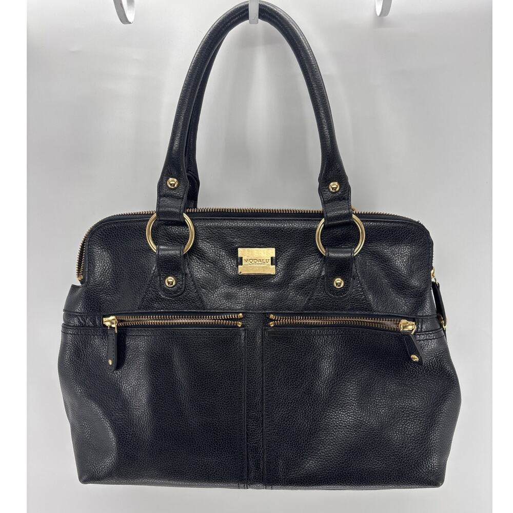 Modalu England "Pippa" Black Leather Satchel Handbag